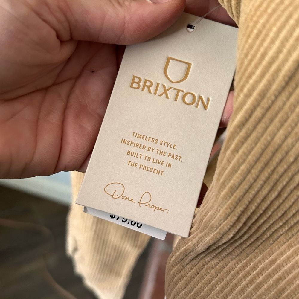 NWT Brixton Utopia Corduroy Overshirt in Sand Sz XS - Picture 12 of 13